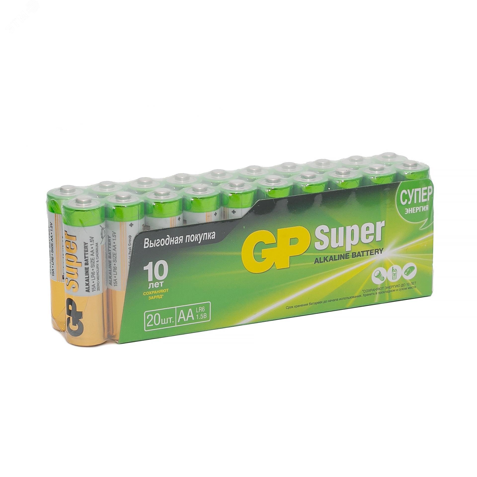 Изображение товара Батарейка алкалиновая GP Super Alkaline 15А АA (шт)