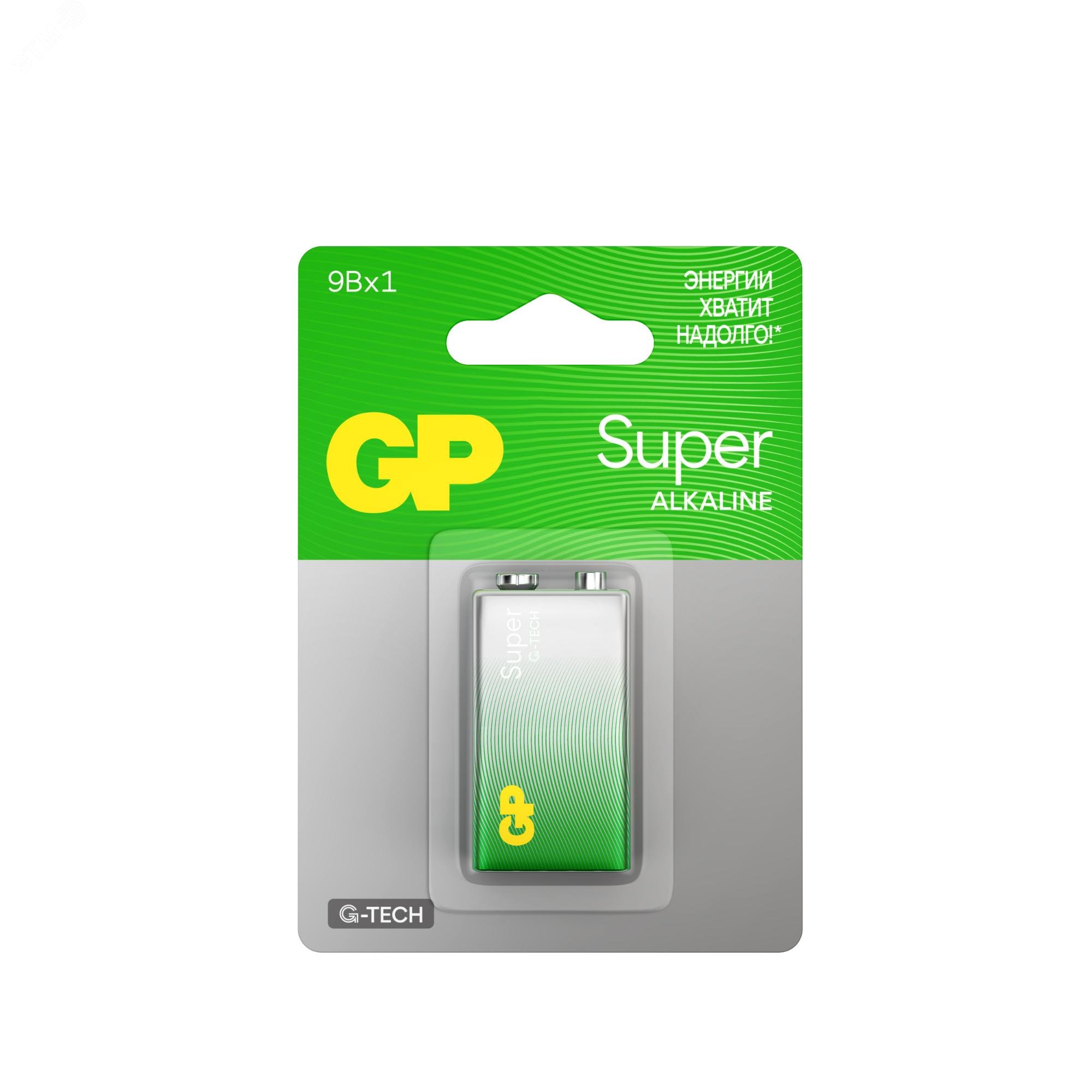 Изображение товара Батарейка алкалиновая GP Super Alkaline G-Tech 9V Крона - 1 шт. на блистере (упак)