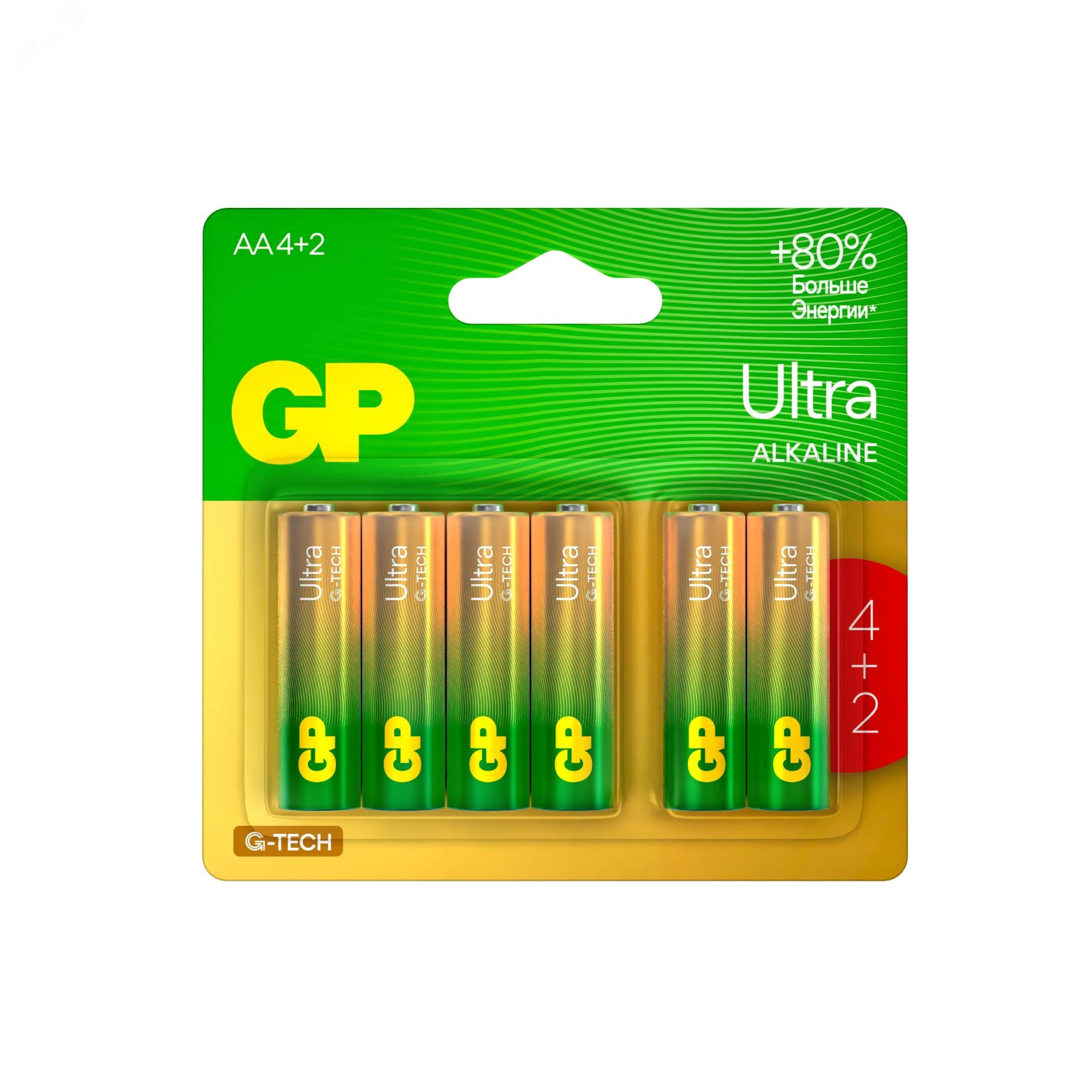 Изображение товара Батарейка алкалиновая GP Ultra Alkaline G-Tech 15А AA (шт)