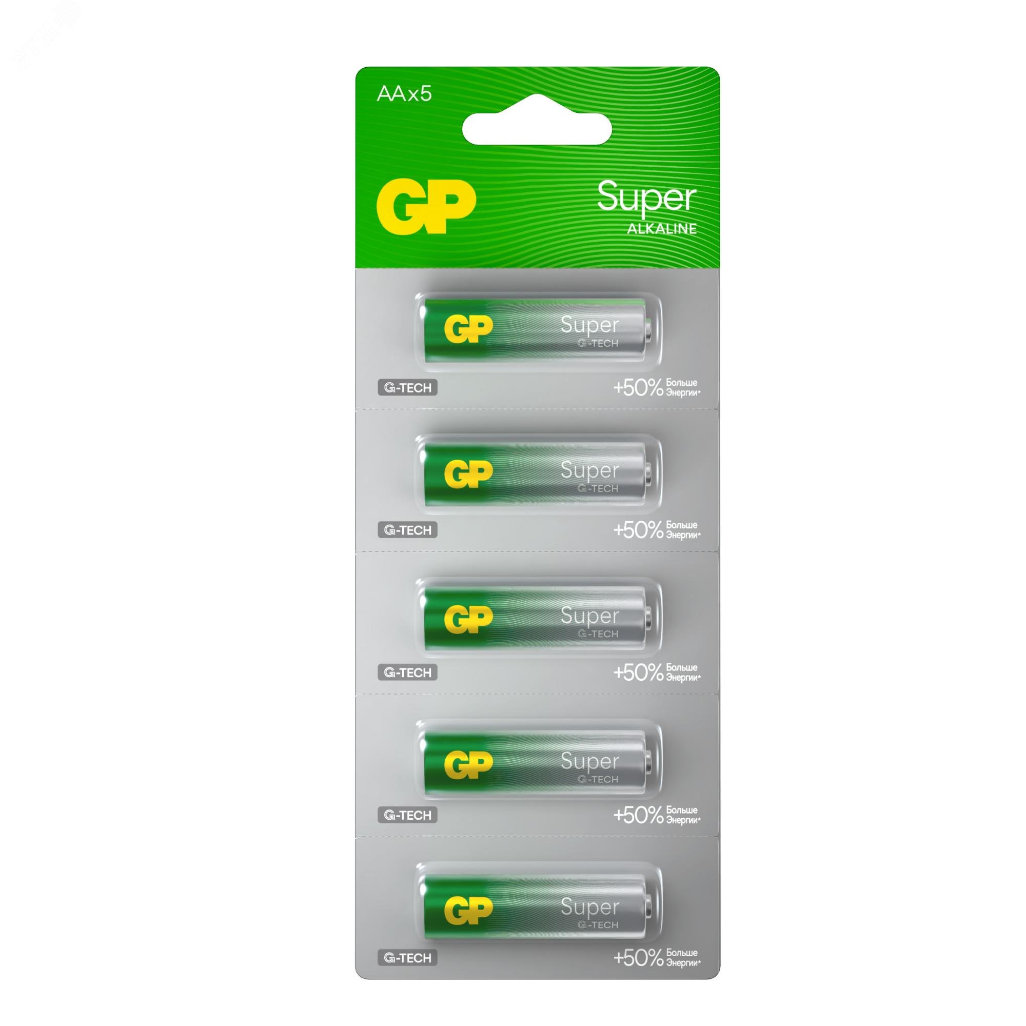 Изображение товара Батарейка алкалиновая GP Super Alkaline G-Tech 15А АA - 1 шт. на отрывных блистерах (шт)