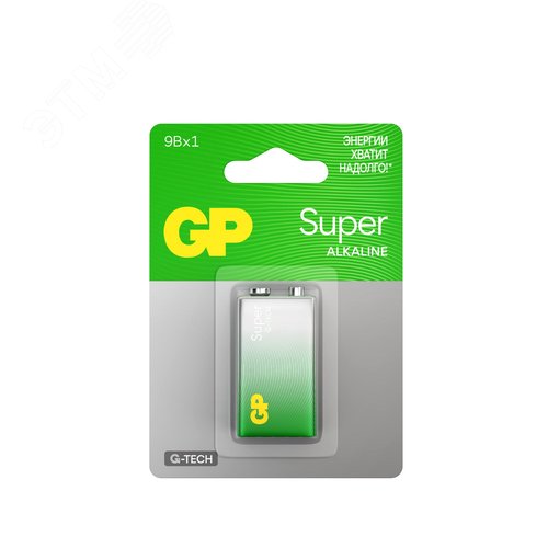 Изображение товара Батарейка алкалиновая GP Super Alkaline G-Tech 9V Крона - 1 шт. на блистере (шт)