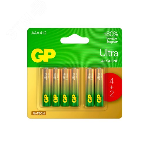 Изображение товара Батарейка алкалиновая GP Ultra Alkaline G-Tech 24А AАA (шт)