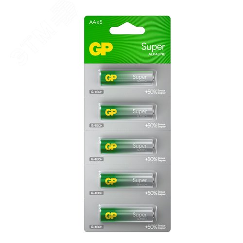 Изображение товара Батарейка алкалиновая GP Super Alkaline G-Tech 15А АA - 1 шт. на отрывных блистерах (шт)