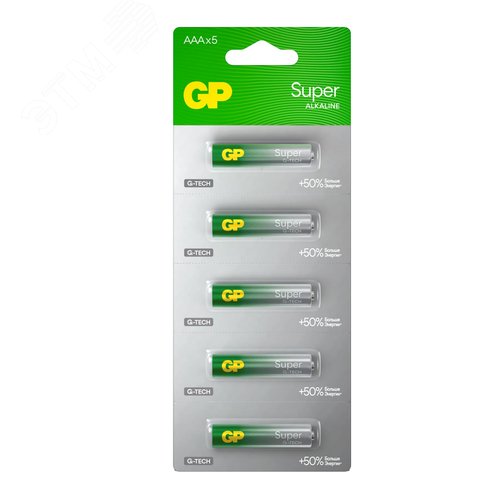 Изображение товара Батарейка алкалиновая GP Super Alkaline G-Tech 24А ААA - 1 шт. на отрывных блистерах (шт)