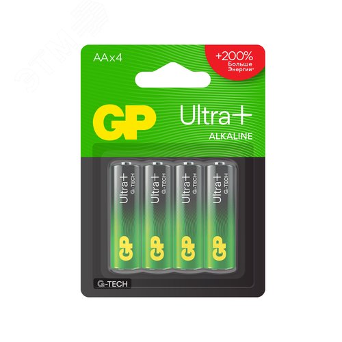Изображение товара Батарейка алкалиновая GP Ultra Plus Alkaline G-tech 24А AАA - 4 шт. на блистере (упак)
