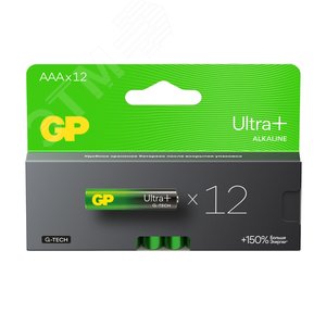 Изображение товара Батарейка алкалиновая c технологией G-tech GP Ultra Plus Alkaline 24А AАA - 12 шт. на блистере (шт)