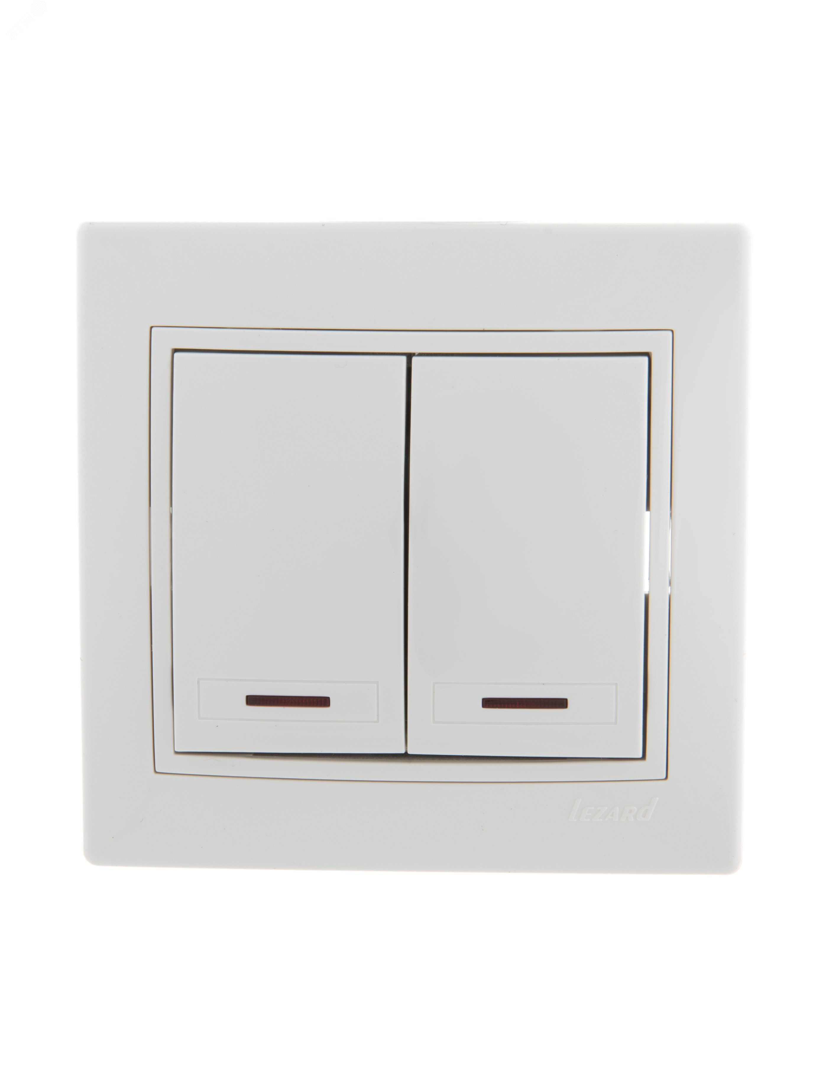 Изображение товара Выключатель двухклавишный MIRA с подсветкой белый