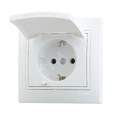 Изображение товара MIRA Розетка с заземлением с крышкой белая (шт)
