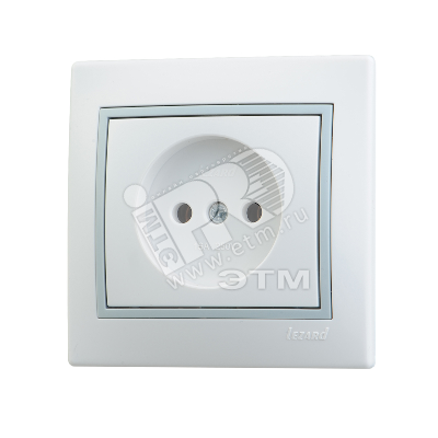 Изображение товара Розетка силовая MIRA белая с серой вставкой без заземления 220 В IP20