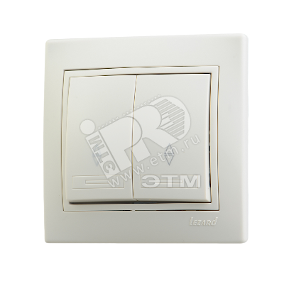 Изображение товара Выключатель двойной проходной крем с вставкой серии MIRA, 220 В, IP20