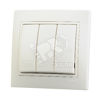 Изображение товара Выключатель трехклавишный бежевый с вставкой MIRA IP20 220V