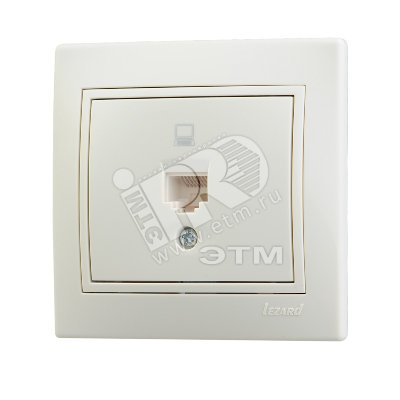 Изображение товара Розетка компьютерная MIRA RJ45x1 бежевая для скрытого монтажа