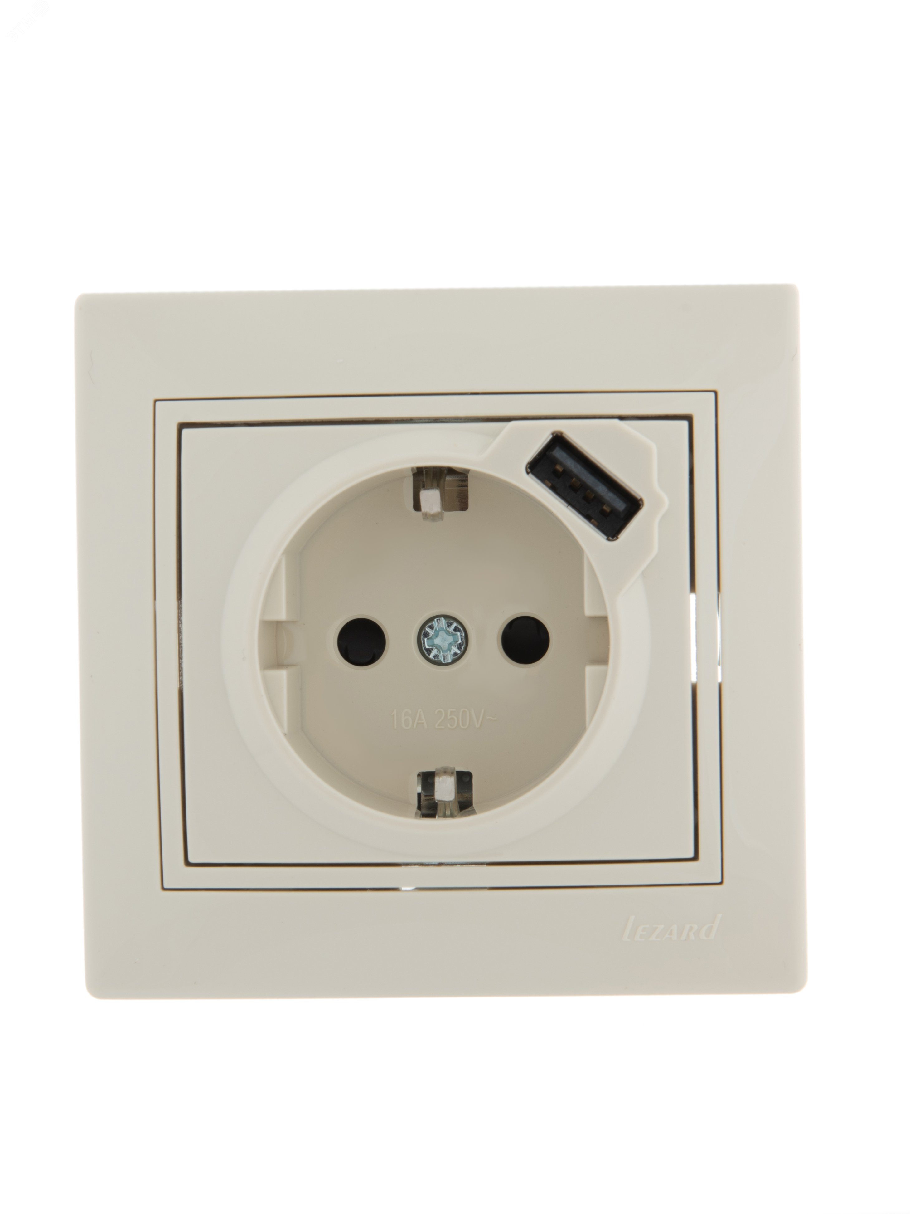 Изображение товара MIRA Розетка с/з + USB разъём кремовый (шт)