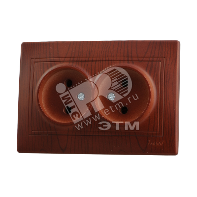 Изображение товара Двойная керамическая розетка вишня без заземления IP20