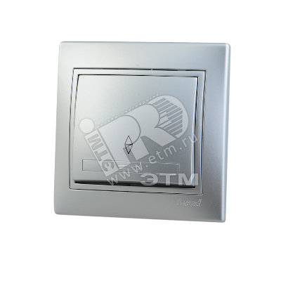 Выключатель одноклавишный, проходной, серебряный/металлик 701-1010-105 Lezard