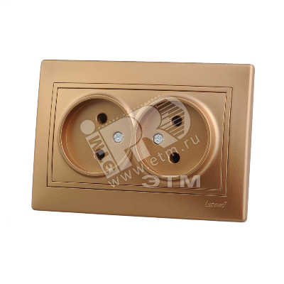 Изображение товара MIRA Розетка двойная без заземления металлик золото (шт)