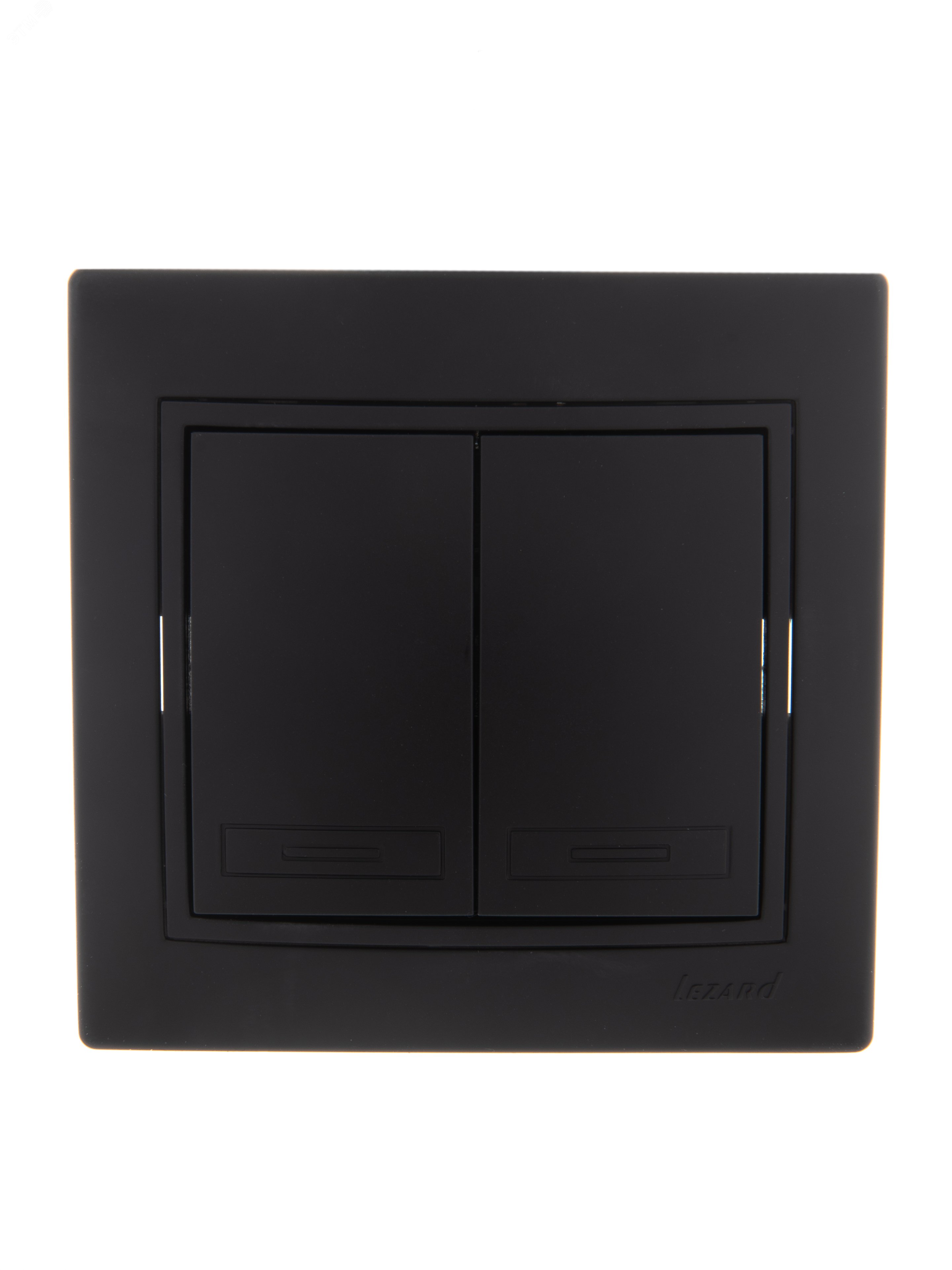 Изображение товара Выключатель двойной черный бархат серии MIRA от Lezard для бытовых электросетей