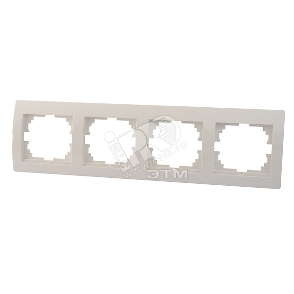 Изображение товара DERIY Рамка 4-ая горизонтальная белый для скрытого монтажа 4 поста