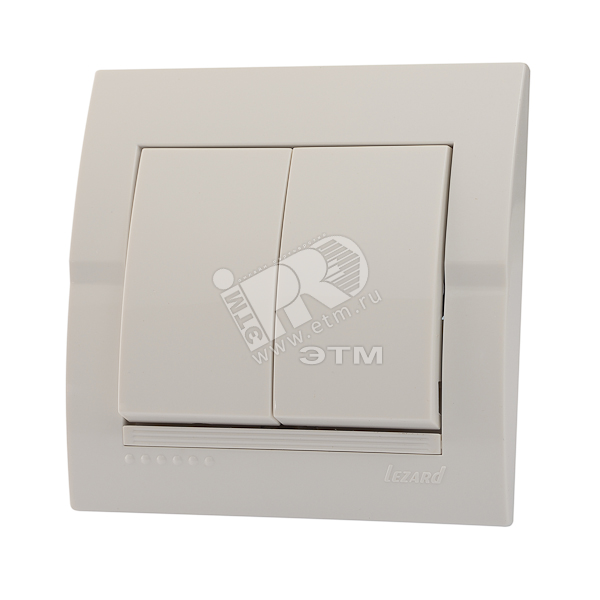 Изображение товара Выключатель бытовой DERIY 2 клавиши ПБТ белый скрытый монтаж