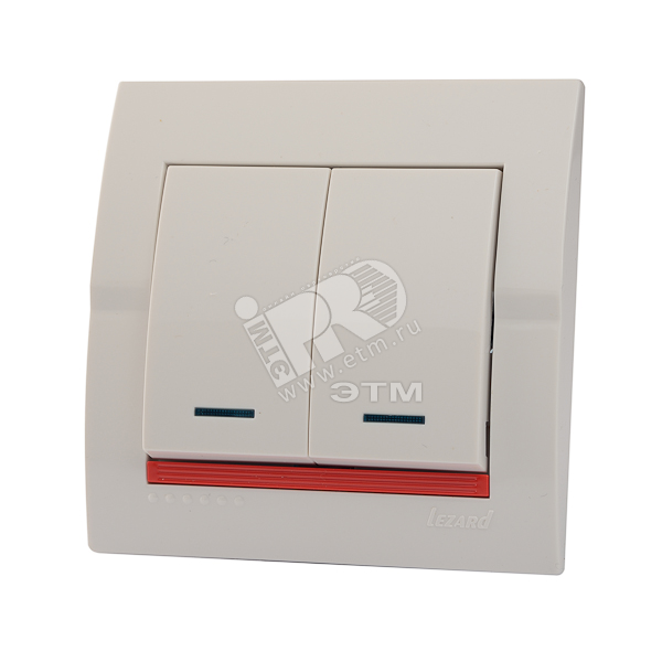 Изображение товара Выключатель бытовой DERIY с подсветкой 2 клавиши белый IP20