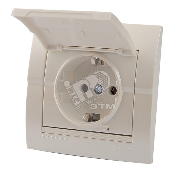 Изображение товара DERIY Розетка с заземлением с крышкой ПБТ белый 16 А 220 В