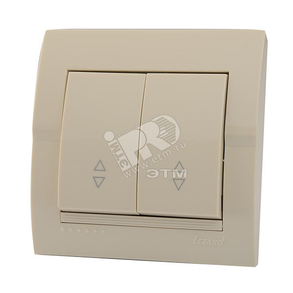 Изображение товара Выключатель проходной DERIY х2 ПБТ крем 220-250 В 10А скрытый монтаж