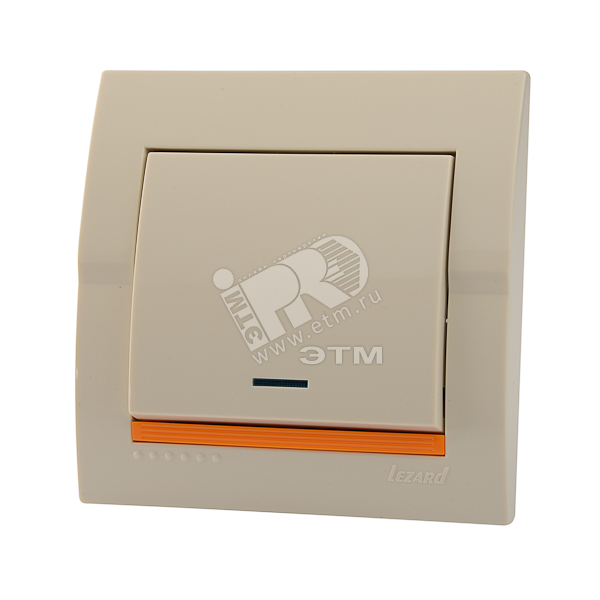 Изображение товара Выключатель с подсветкой DERIY ПБТ крем 1 клавиша IP20 для бытовых помещений