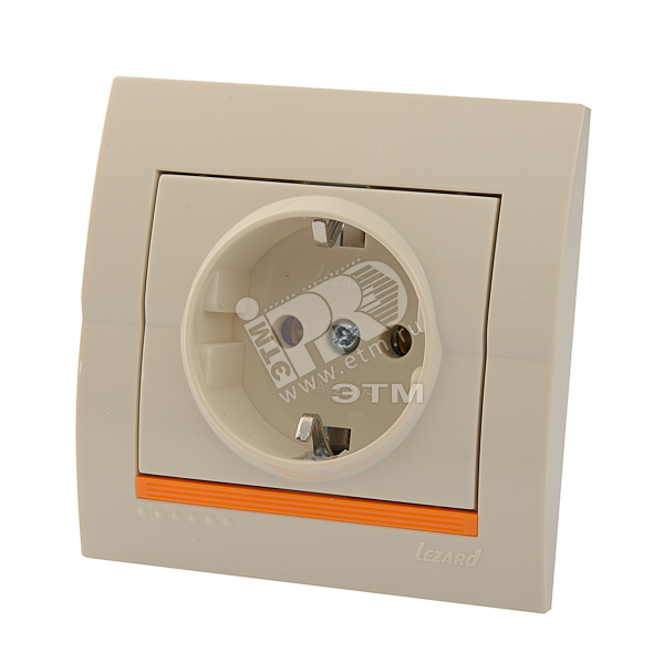 Изображение товара DERIY Розетка с заземлением ПБТ кремовая - качественное подключение