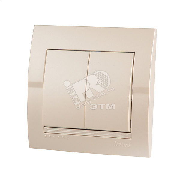 Изображение товара DERIY Выключатель 2-клавишный ПБТ жемчужно-белый металлик (шт)