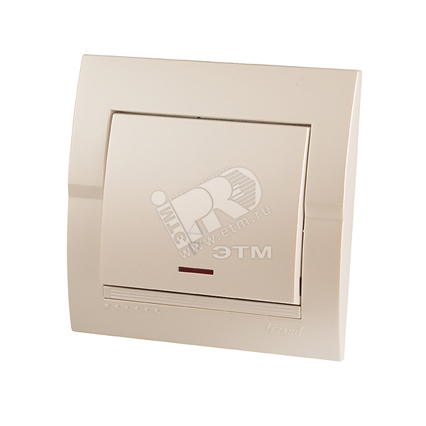 Изображение товара Выключатель проходной с подсветкой DERIY жемчужно-белый металлик 702-3030-114