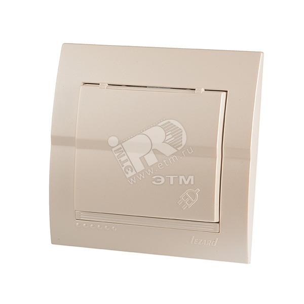 Изображение товара Розетка силовая DERIY с крышкой жемчужно-белая металлик 16 А IP20