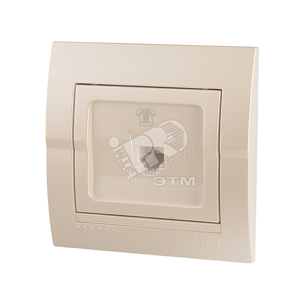 Изображение товара DERIY розетка телефонная евро жемчужно-белая металлик IP20 надежная монтаж