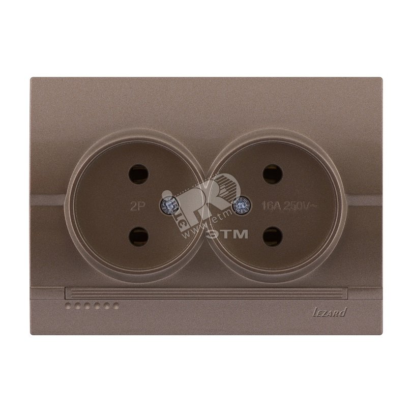 Изображение товара DERIY Розетка двойная б/з ПБТ светло-коричневая металлик (шт) Изображение товара DERIY Розетка двойная б/з ПБТ светло-коричневая металлик (шт)