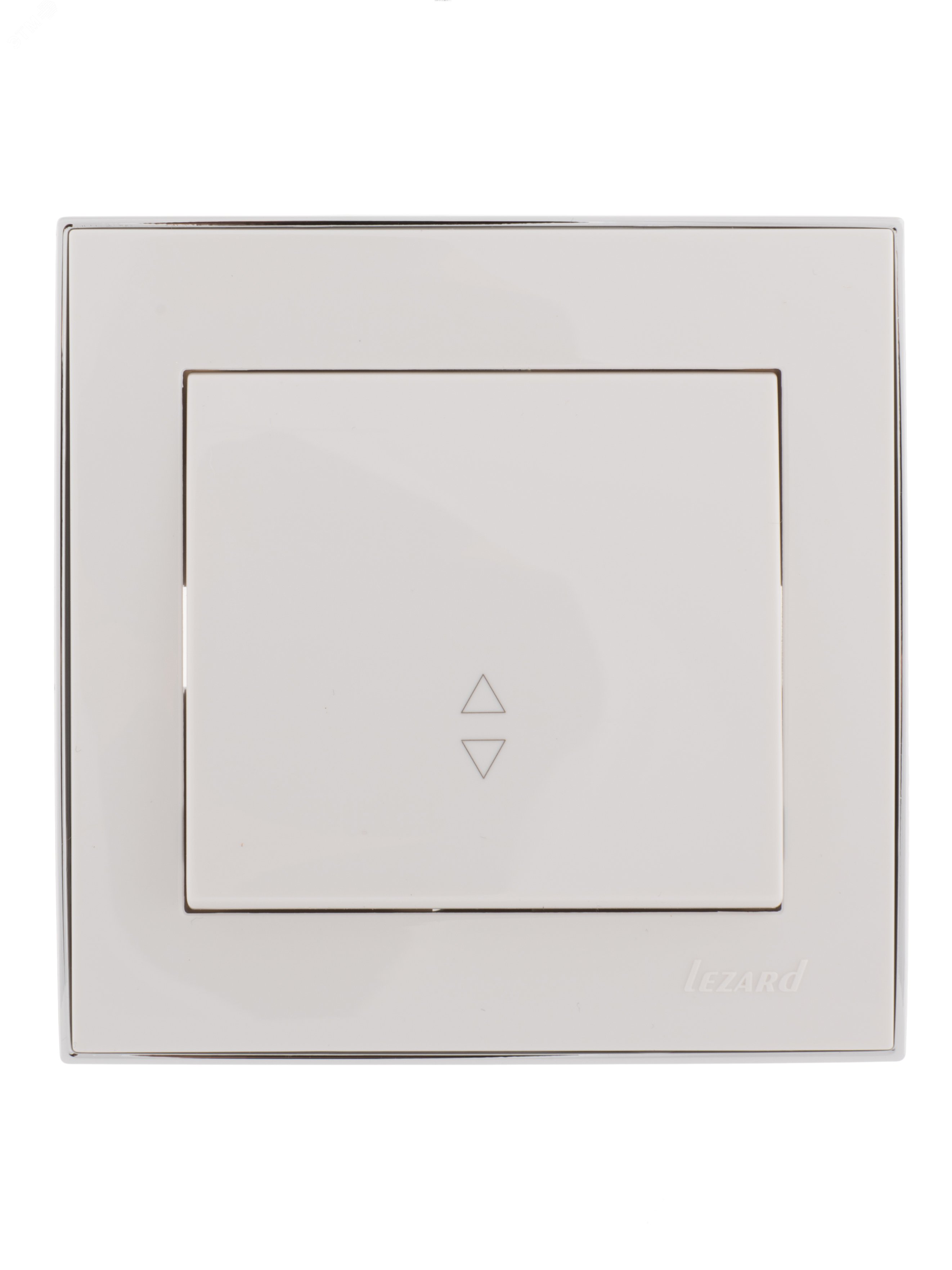 Изображение товара Выключатель проходной белый с боковой вставкой хром серии RAIN