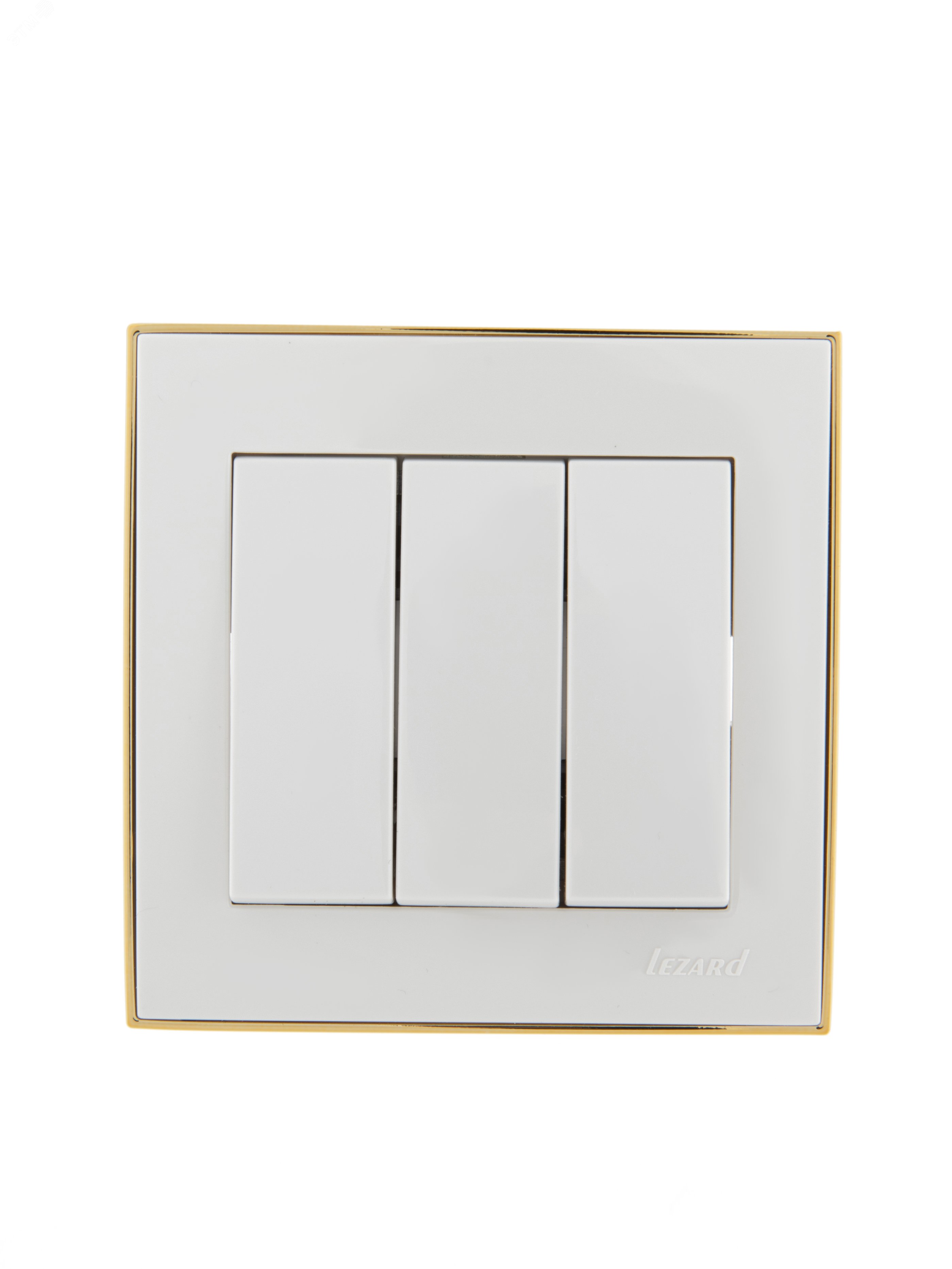 Выключатель RAIN тройной белый с боковой вставкой золото 703-0226-109 Lezard