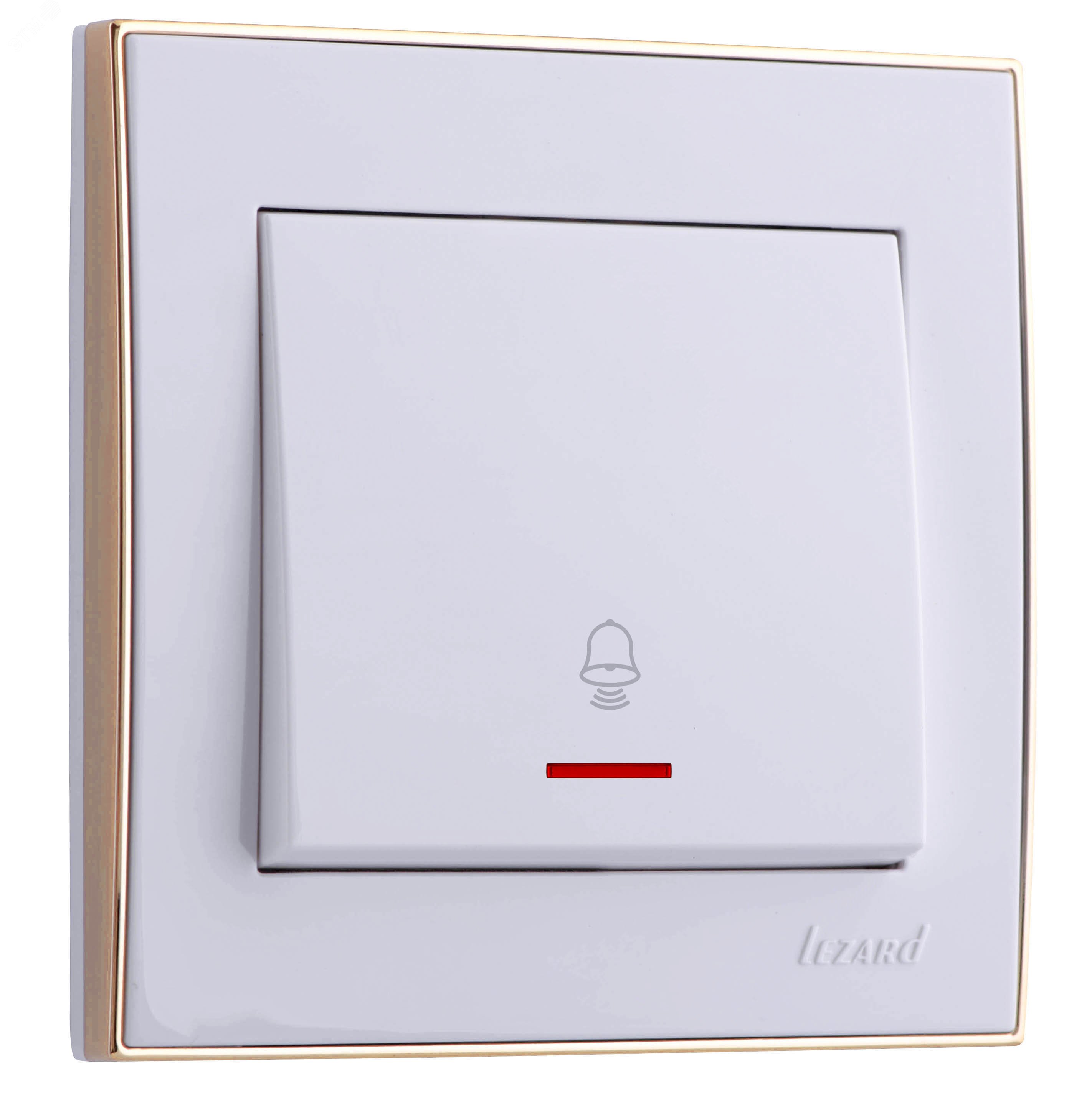 Изображение товара Выключатель проходной RAIN с подсветкой белый золото 1 клавиша IP20