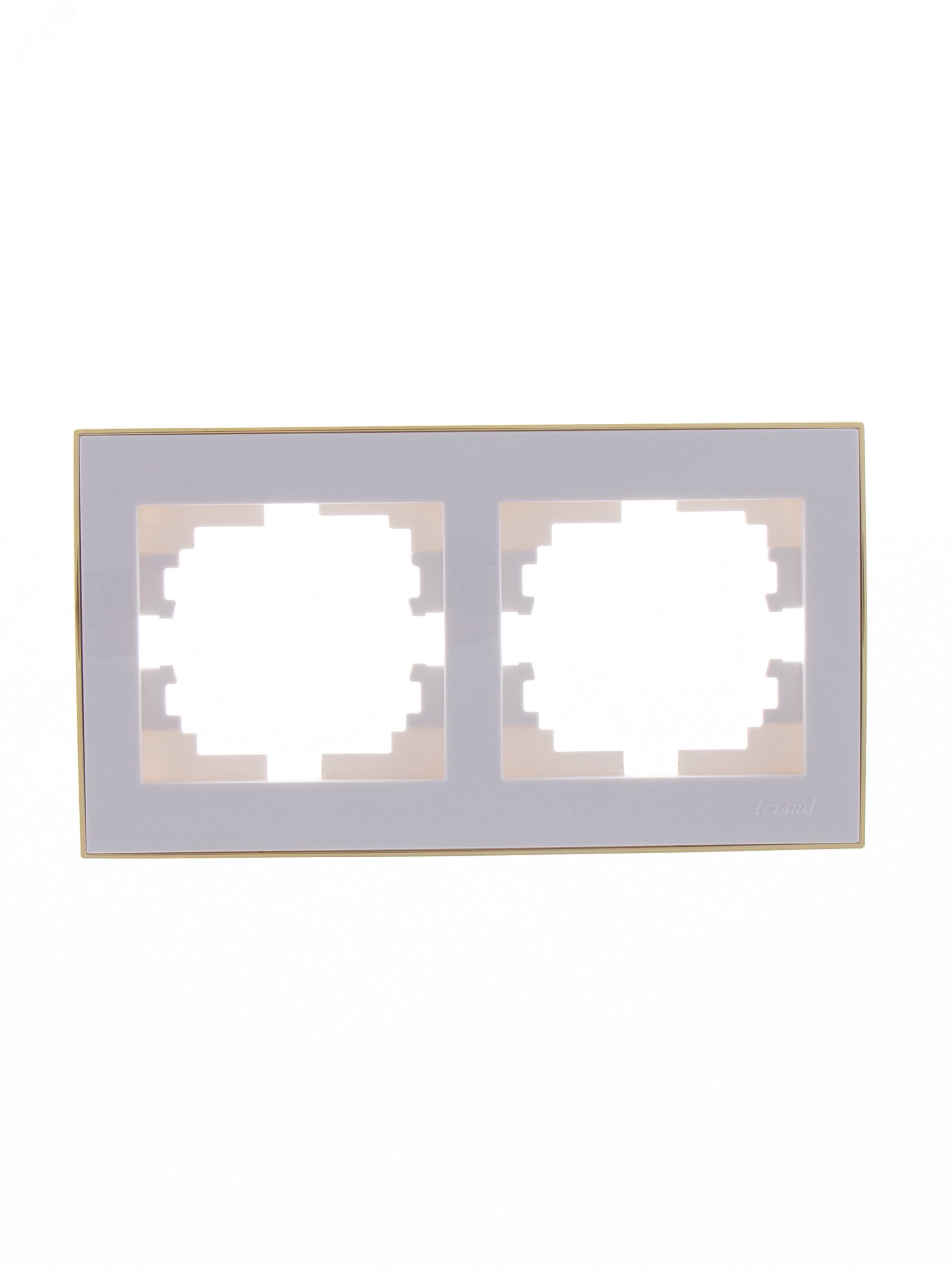 Рамка RAIN двойная горизонтальная белая с боковой вставкой золото 703-0226-147 Lezard