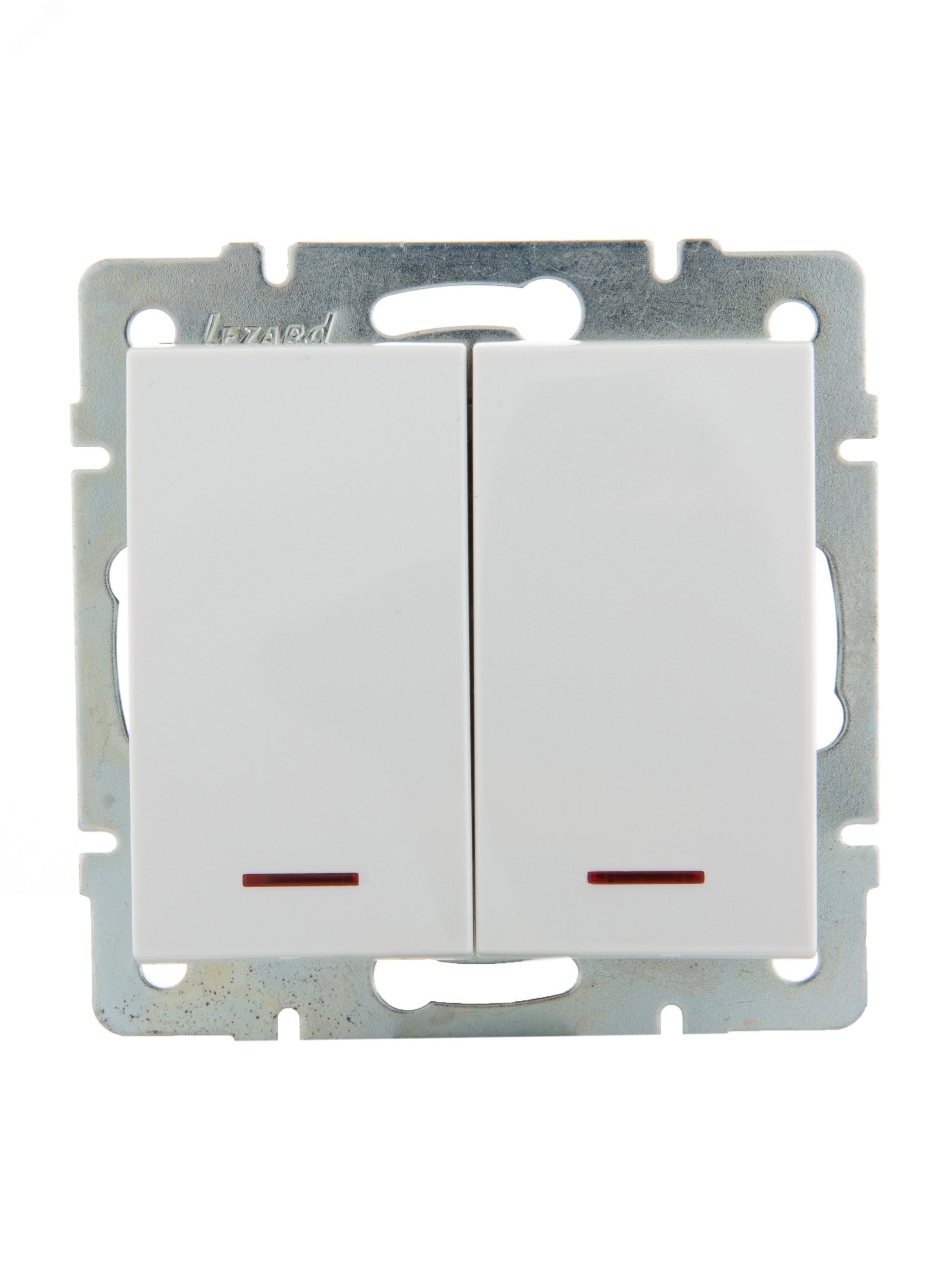 Изображение товара Выключатель RAIN двойной с подсветкой белый механизм от Lezard