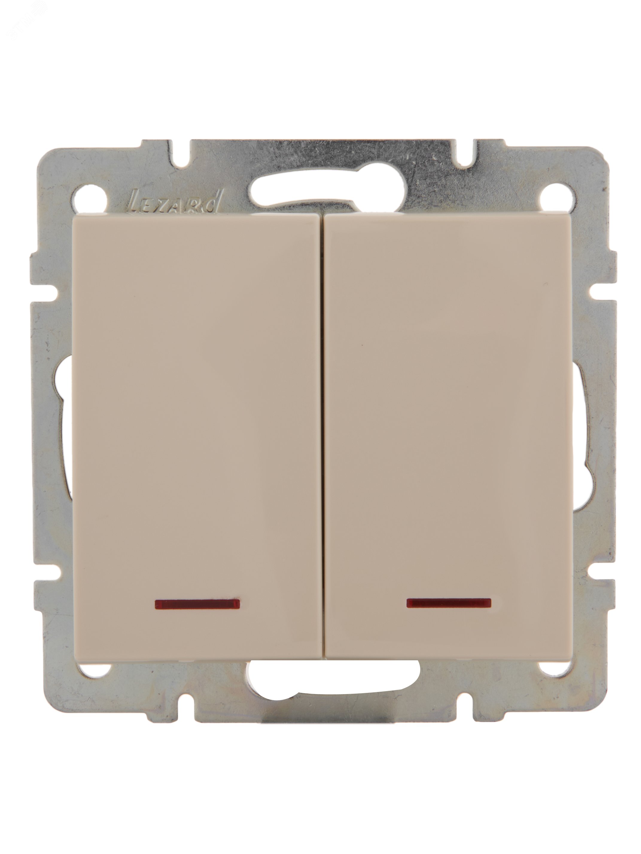 Изображение товара Выключатель RAIN двойной с подсветкой крем Lezard