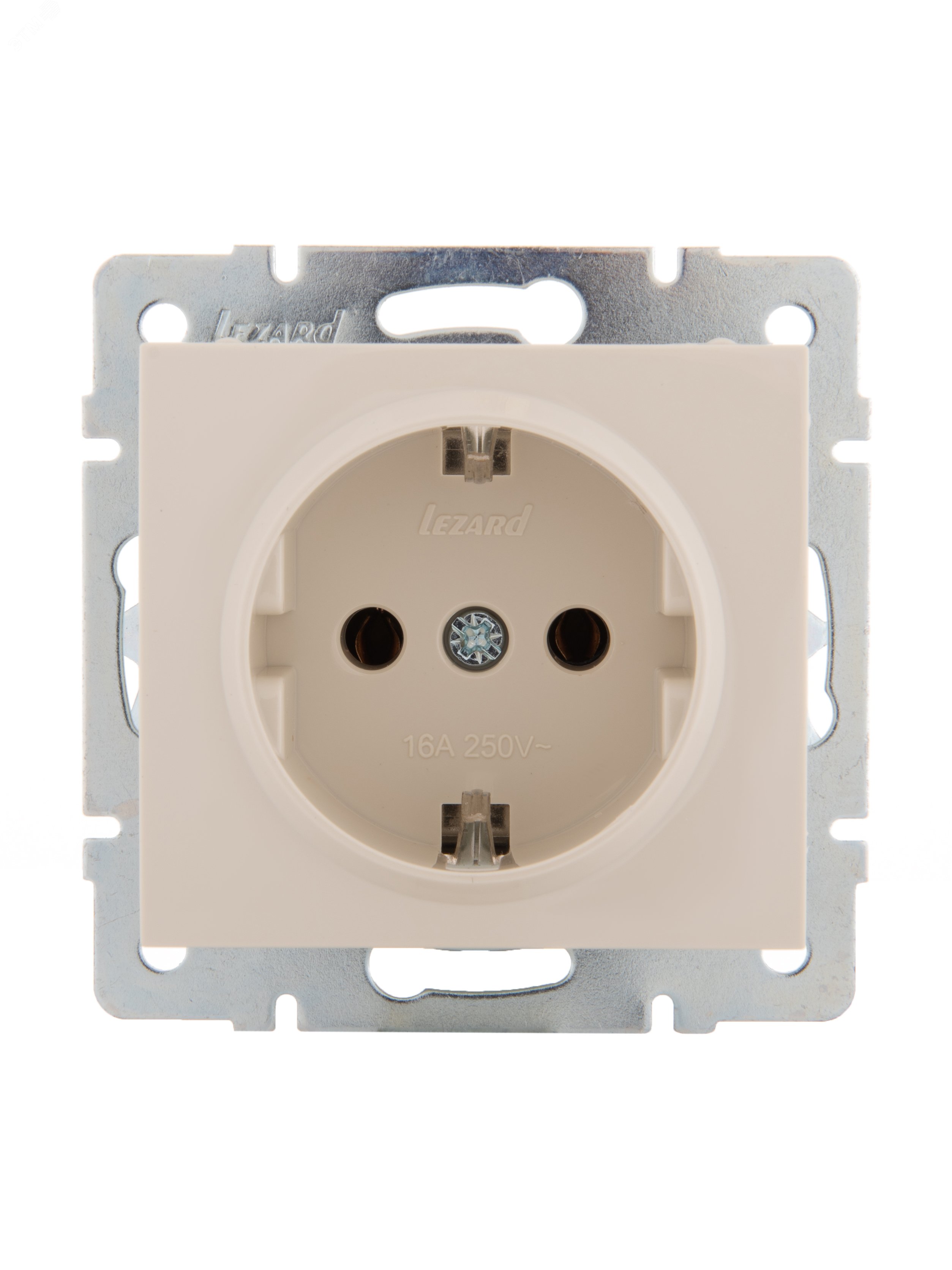 Изображение товара Розетка силовая Lezard RAIN с заземлением, кремовая, IP20, 16 А