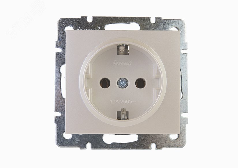 Изображение товара Розетка силовая RAIN с/з керамика жемчужно-белый перламутр