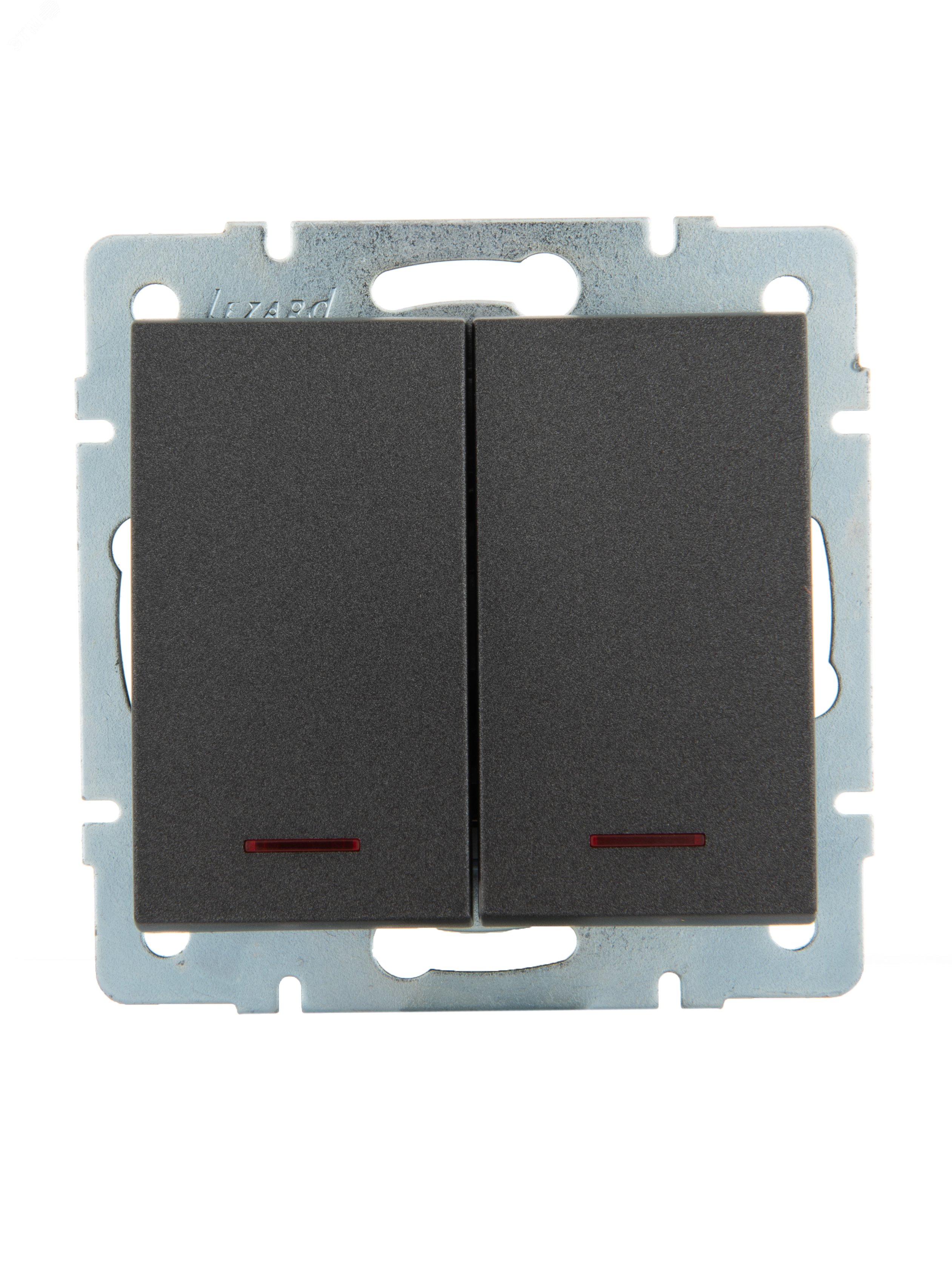 Изображение товара Выключатель RAIN двойной с подсветкой черный графит матовый механизм