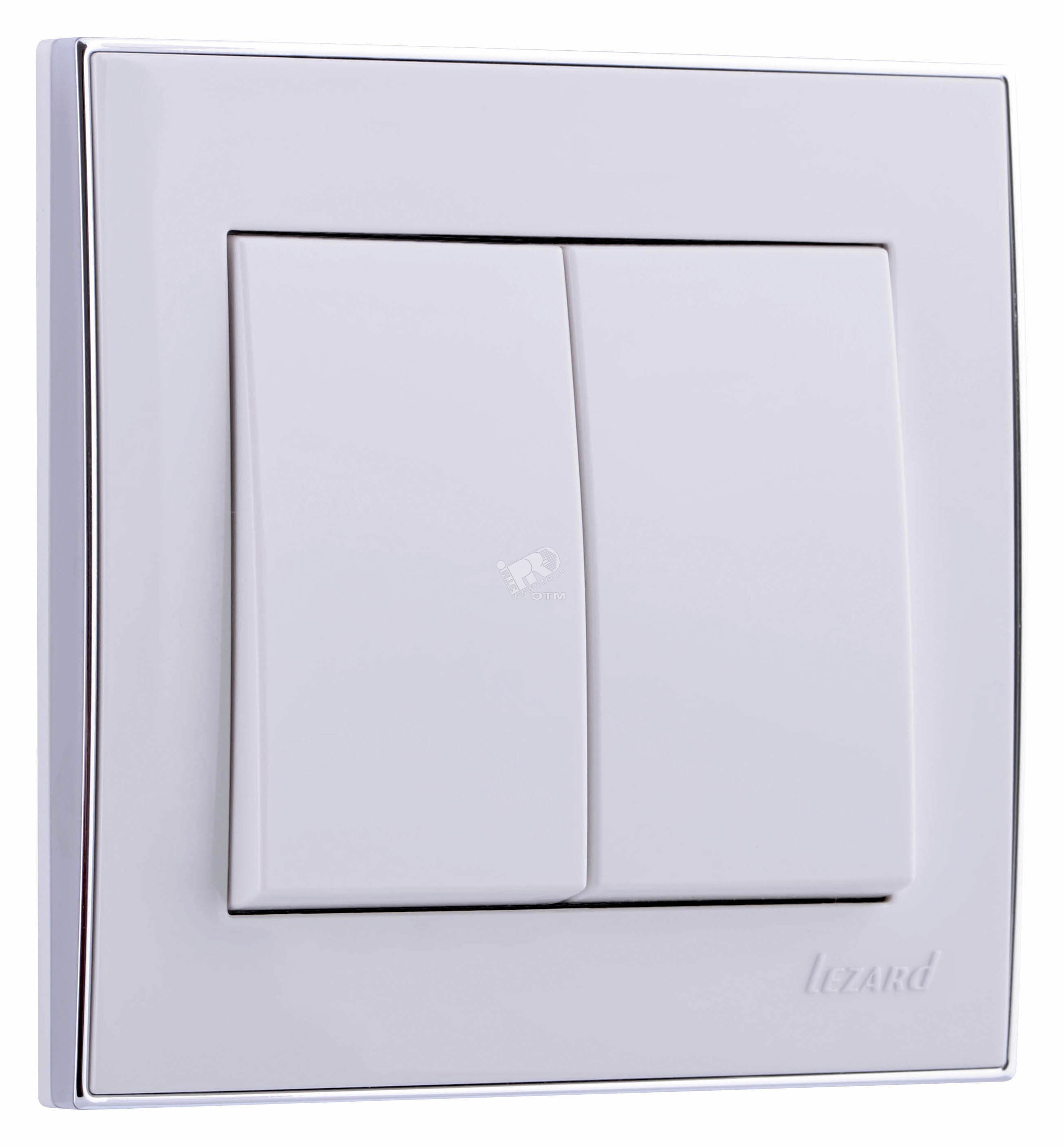 RAIN Выключатель 2-ой белый с боковой вставкой хром 703-0225-101 Lezard