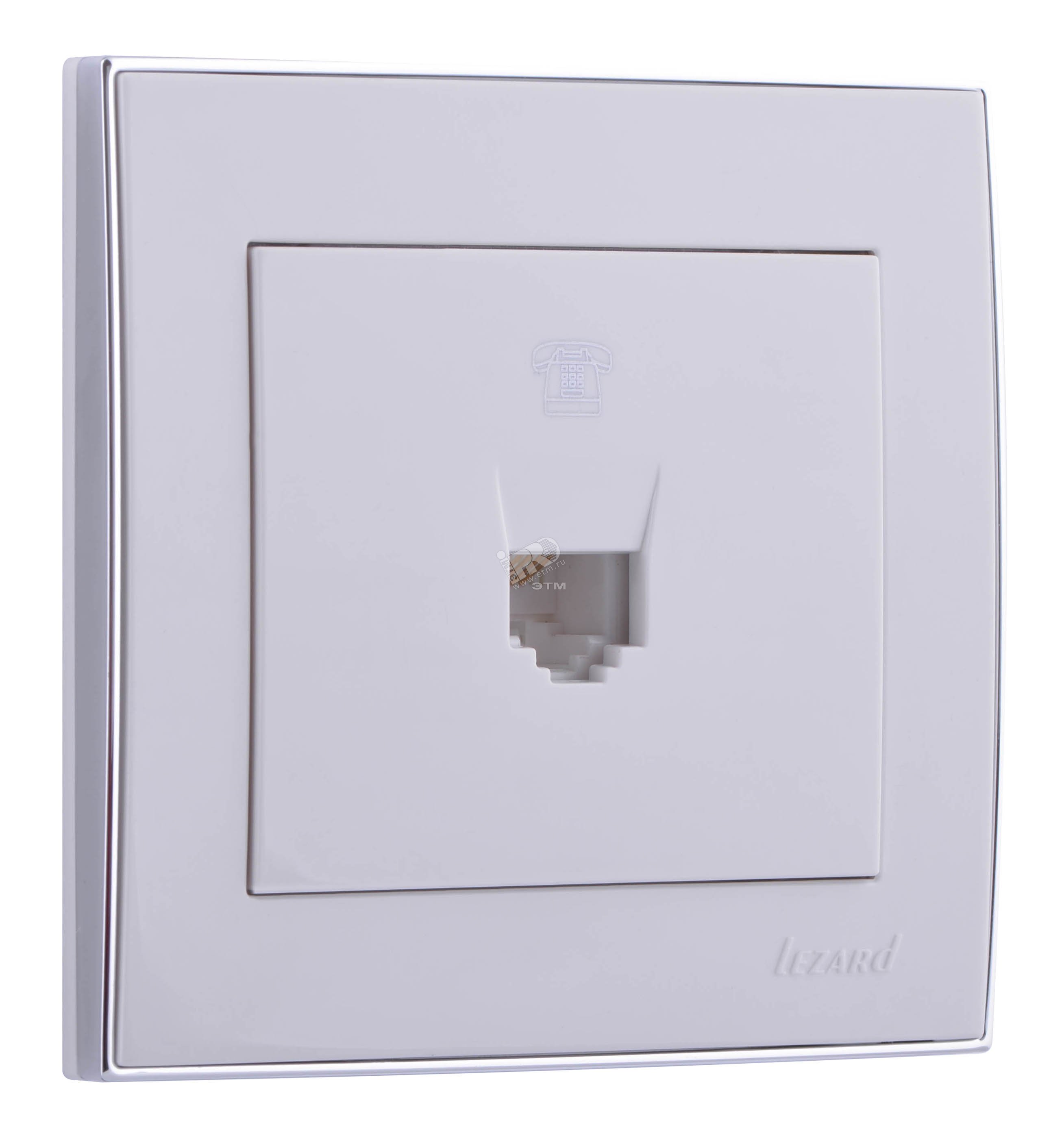 RAIN Розетка телефонная евро белая с боковой вставкой хром 703-0225-137 Lezard