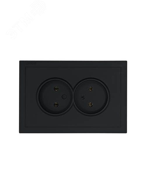 Изображение товара ZIMA Розетка двойная без заземления 16А, механизм, черный бархат Lezard 704-4200-128BQC (шт)