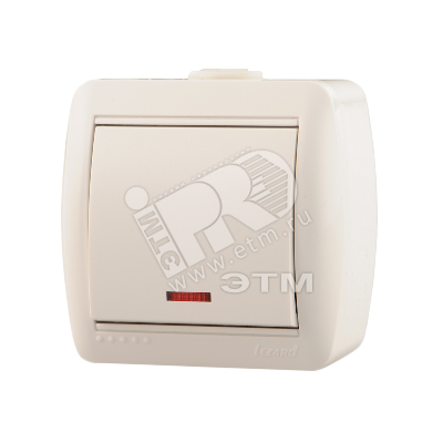 Изображение товара Одноклавишный выключатель с подсветкой белый Lezard