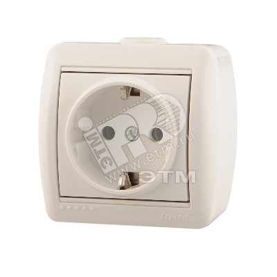 Изображение товара Розетка силовая с заземлением белая Lezard NATA 16А IP20