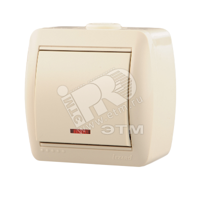 Изображение товара Выключатель одноклавишный с подсветкой бежевый Lezard NATA IP20