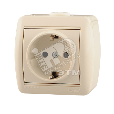 Изображение товара Розетка силовая с заземлением HATA бежевый серия Nata 16А IP20