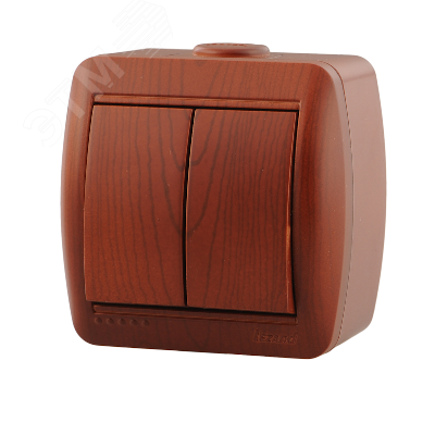 Изображение товара Выключатель двухклавишный вишня Lezard серия NATA IP20 220 В 10 А